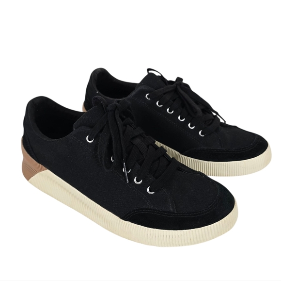 Sorel Out N' About Low Waterproof Canvas Sneaker Size 7.5 Black Casual Gorpcore - Picture 1 of 9